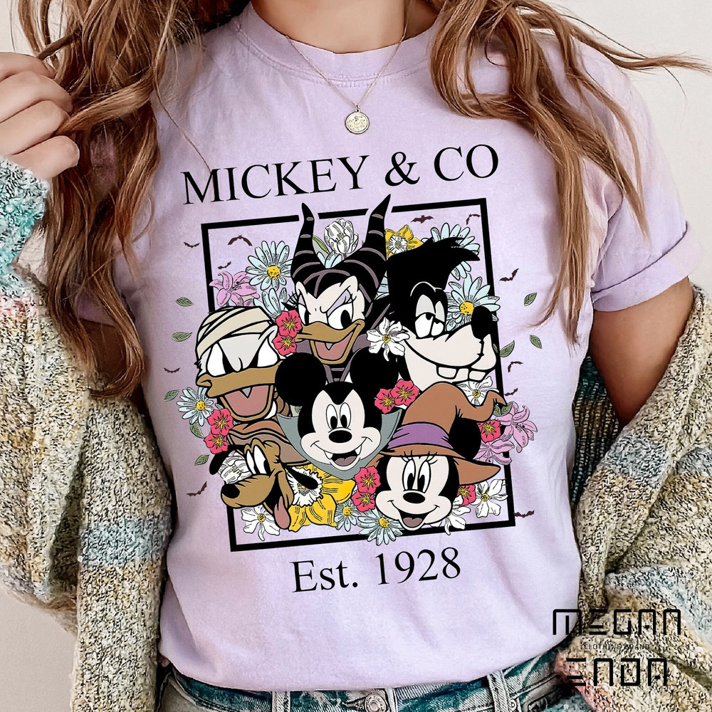 Halloween Shirt, Disney Halloween Shirt, Mickey and Friends Floral Halloween Shirt, Disney Spooky Shirt, Disney Halloween Party Shirt - 3.jpg