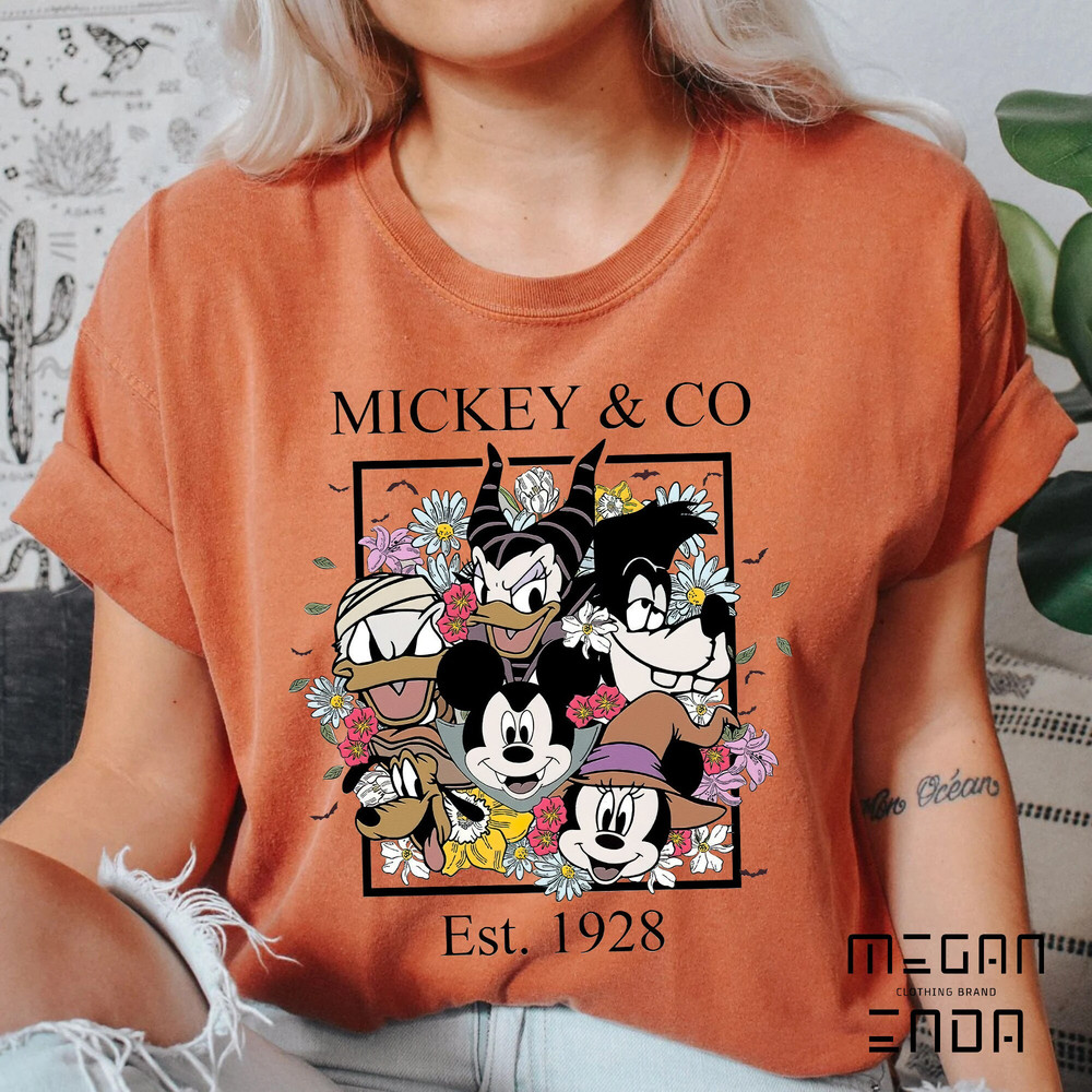 Halloween Shirt, Disney Halloween Shirt, Mickey and Friends Floral Halloween Shirt, Disney Spooky Shirt, Disney Halloween Party Shirt - 4.jpg