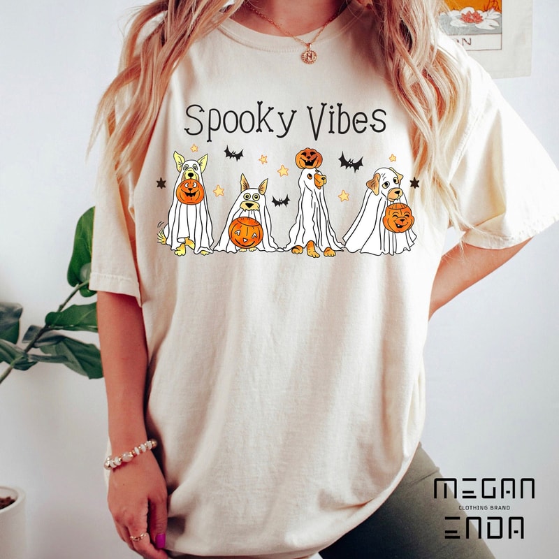 Halloween Shirt, Spooky Vibes Shirt, Ghost Shirt, Halloween Dog Shirt, Ghost Dog Shirt,Happy Halloween, Retro Spooky Season - 1.jpg