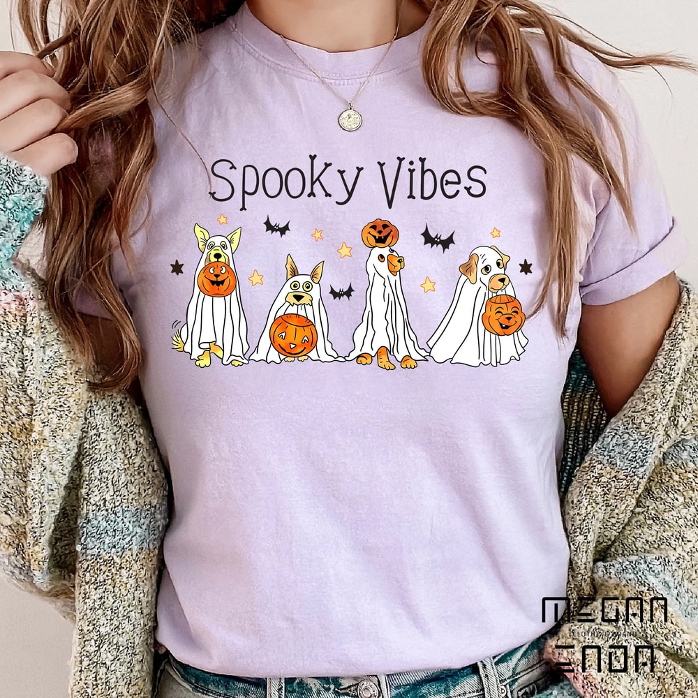 Halloween Shirt, Spooky Vibes Shirt, Ghost Shirt, Halloween Dog Shirt, Ghost Dog Shirt,Happy Halloween, Retro Spooky Season - 3.jpg