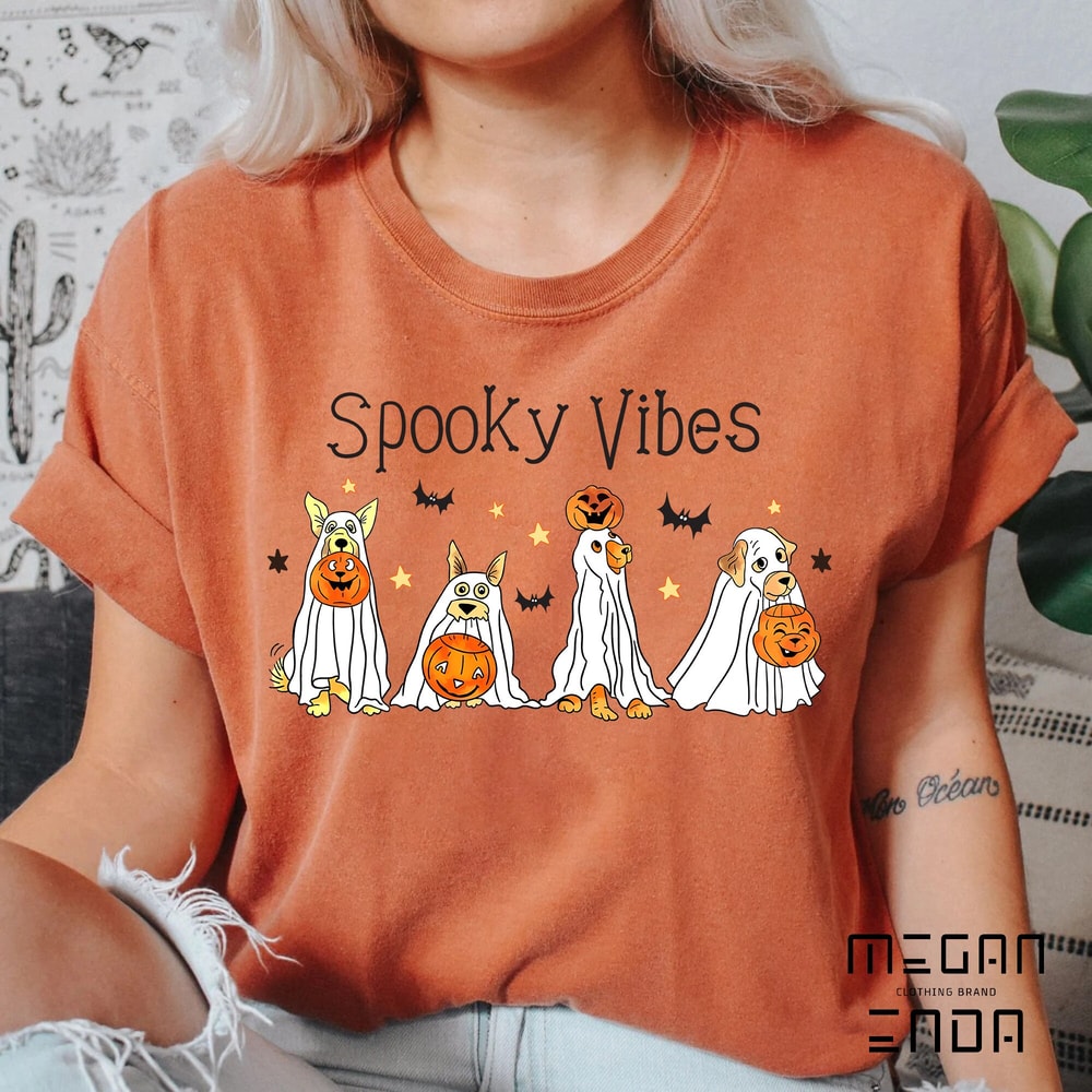 Halloween Shirt, Spooky Vibes Shirt, Ghost Shirt, Halloween Dog Shirt, Ghost Dog Shirt,Happy Halloween, Retro Spooky Season - 4.jpg