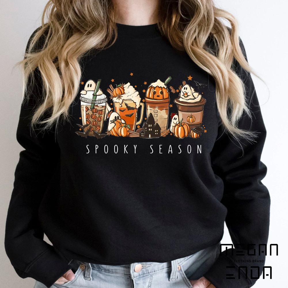 Halloween Sweatshirt, Fall Coffee Sweatshirt, Pumpkin Spice Shirt, Halloween Latte Shirt, Cute Fall Sweatshirt, Spooky Season Sweatshirt - 2.jpg