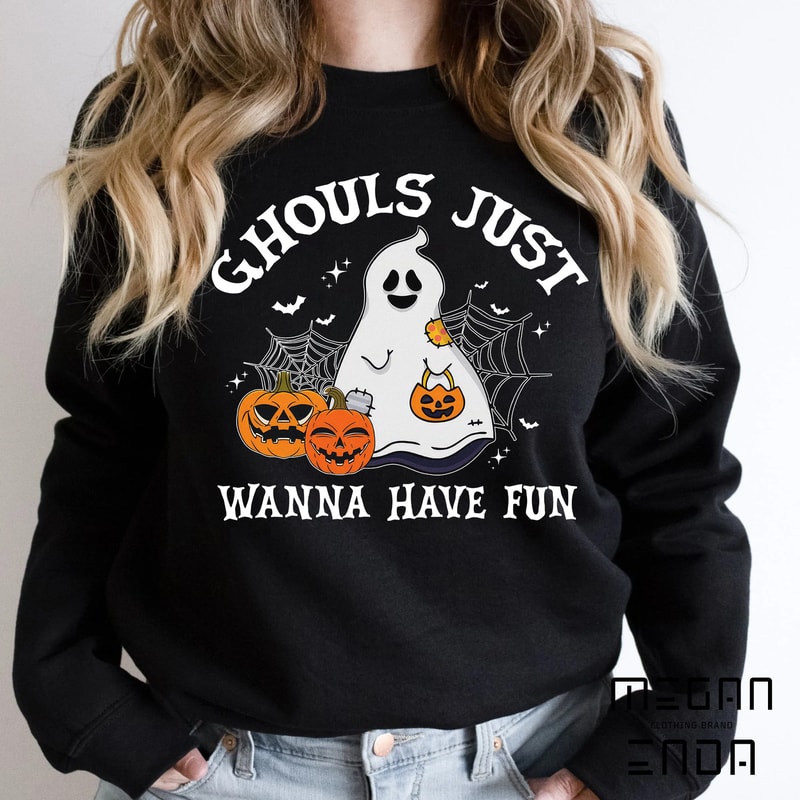 Halloween Sweatshirt, Ghouls Just Wanna Have Fun Halloween Shirt, Ghouls Night Out Shirt, Witch Shirt, Retro Fall Shirt, Fall Shirt - 2.jpg