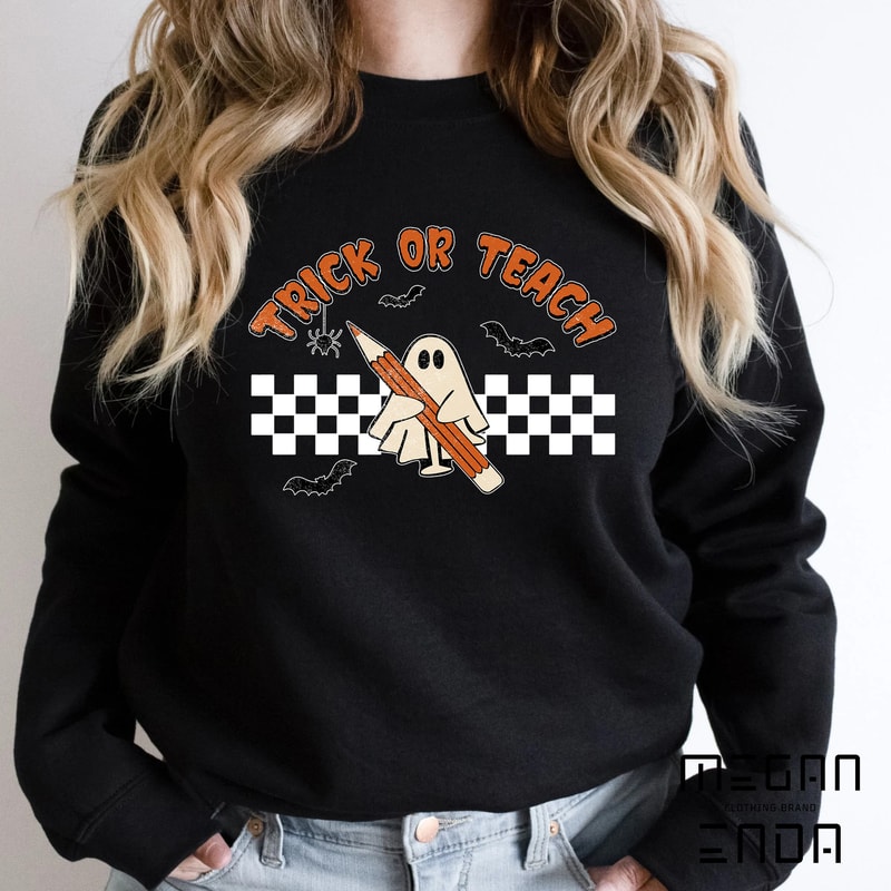 Halloween Sweatshirt, Halloween Teacher Sweatshirt, Funny Teacher Sweatshirt for Halloween, Spooky Elementary Teacher Retro tee - 2.jpg