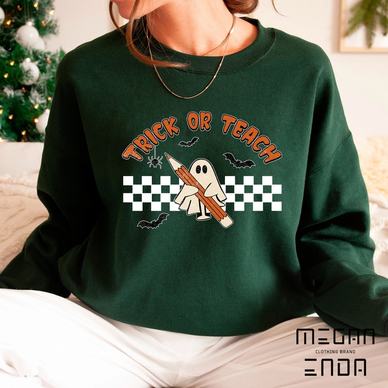 Halloween Sweatshirt, Halloween Teacher Sweatshirt, Funny Teacher Sweatshirt for Halloween, Spooky Elementary Teacher Retro tee - 3.jpg