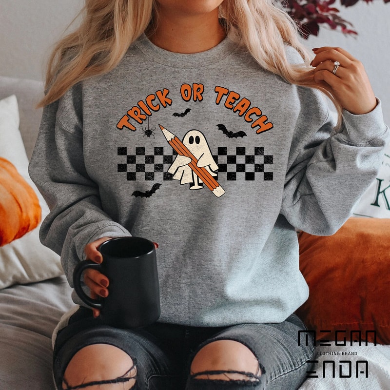 Halloween Sweatshirt, Halloween Teacher Sweatshirt, Funny Teacher Sweatshirt for Halloween, Spooky Elementary Teacher Retro tee - 4.jpg