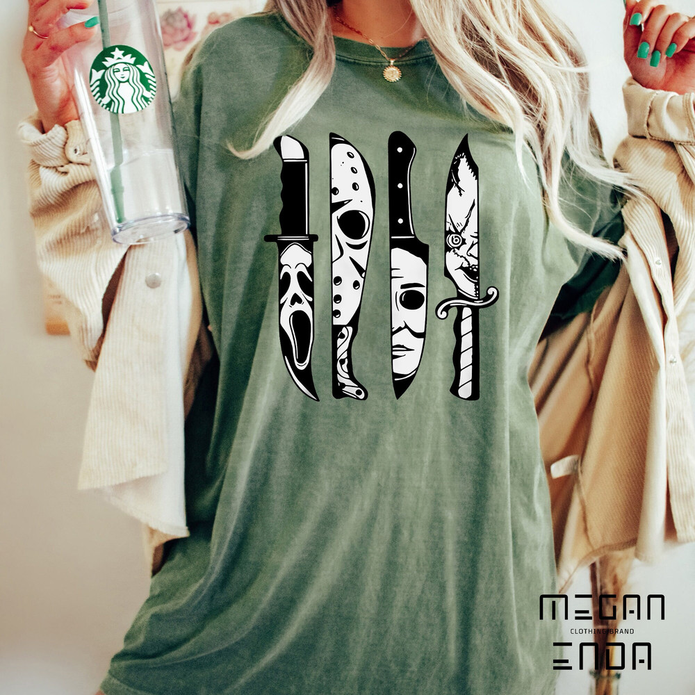 Horror Movie Knives Comfort Colors Shirt, Horror Movie Shirt, Horror Characters Halloween Shirt, Halloween Knives Shirt, Halloween Shirt - 2.jpg