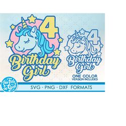 girls unicorn 4th birthday svg png. unicorn svg files for cricut. unicorn svg png, dxf, 4 year old unicorn birthday gift