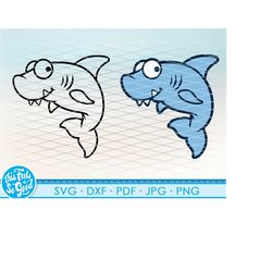 Baby Shark svg, jpg, dxf, png cut files for cricut. Cartoon baby shark kids children clipart.