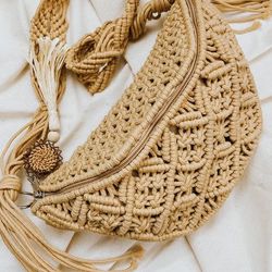 Handmade Knitting Bag ,Trendy Crochet Shoulder Bag ,Macrame Tote Bag