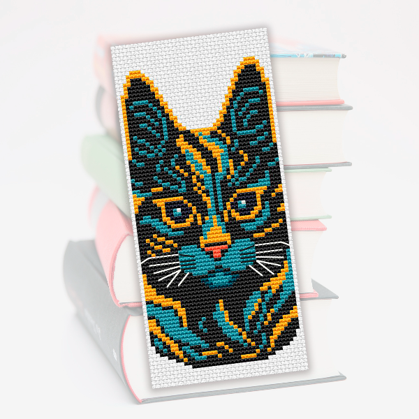 cross stitch bookmark pattern cute Cat