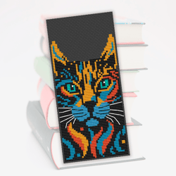 Cat cross stitch bookmark pattern, Counted cross stitch, Kitten cross stitch, Bookmark embroidery pattern PDF