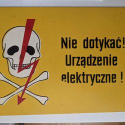 Vintage Danger Warning Electricity Lightweight Plastic Shield Sign 20x30 cm
