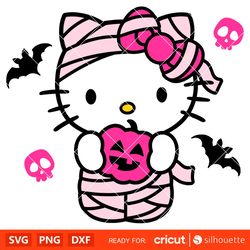 Mummy Hello Kitty Svg, Halloween Svg, Hello Kitty Svg, Kawaii Svg, Cricut, Silhouette Vector Cut File