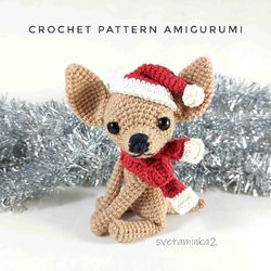 Chihuahua Crochet Pattern Amigurumi Dog Pattern Christmas Puppy Santa