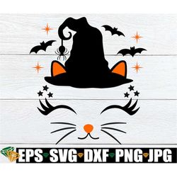 witch cat. cute halloween. halloween cat. cute halloween cat. cat with witch hat. halloween svg.