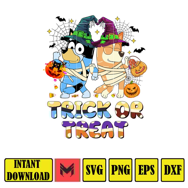 Bluey Halloween Sublimation Svg, Bluey Halloween Svg, Bluey Halloween Costume, Vampire, Witches, Horror Halloween (4).jpg