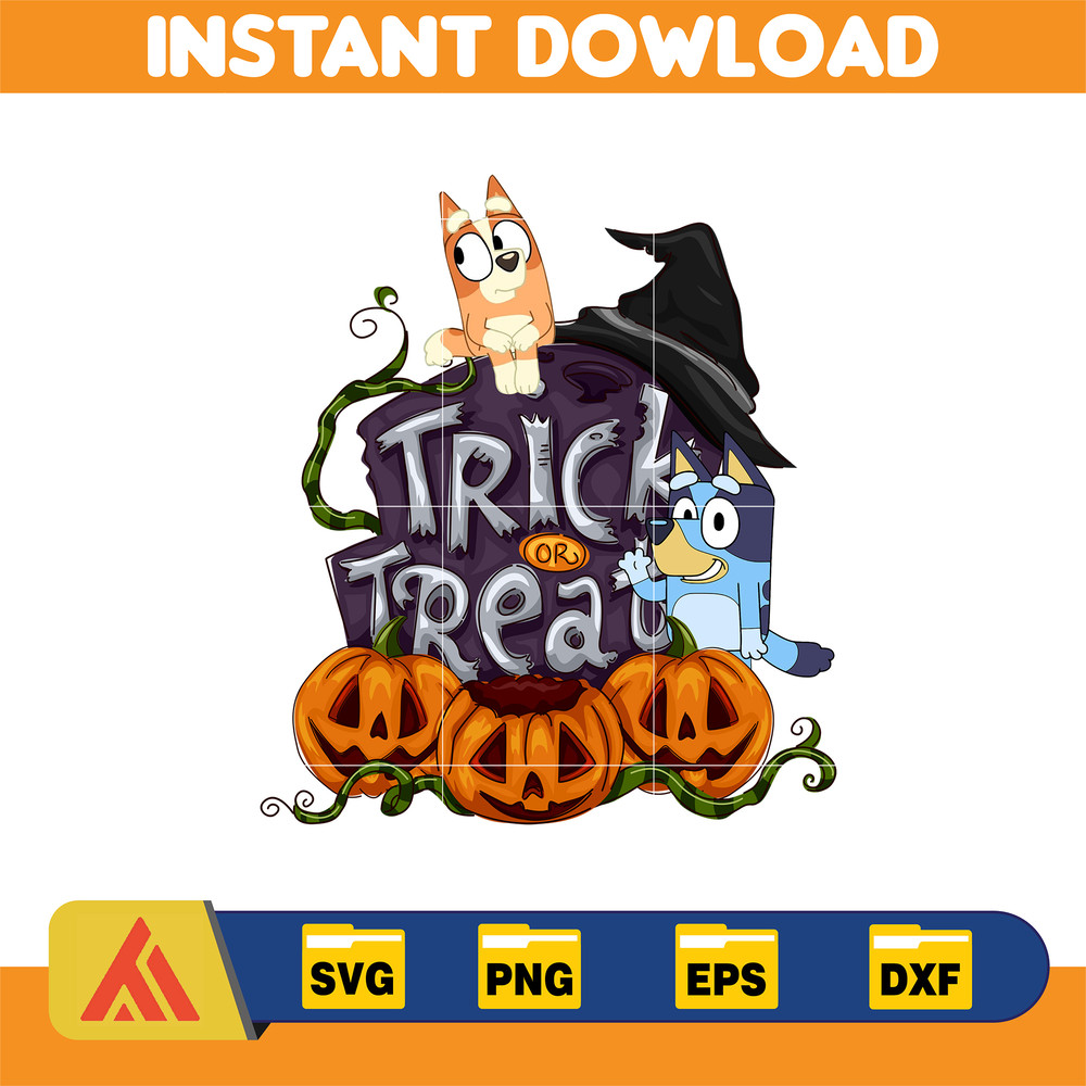Bluey Halloween Sublimation Svg, Bluey Halloween Svg, Bluey Halloween Costume, Vampire, Witches, Horror Halloween (3).jpg