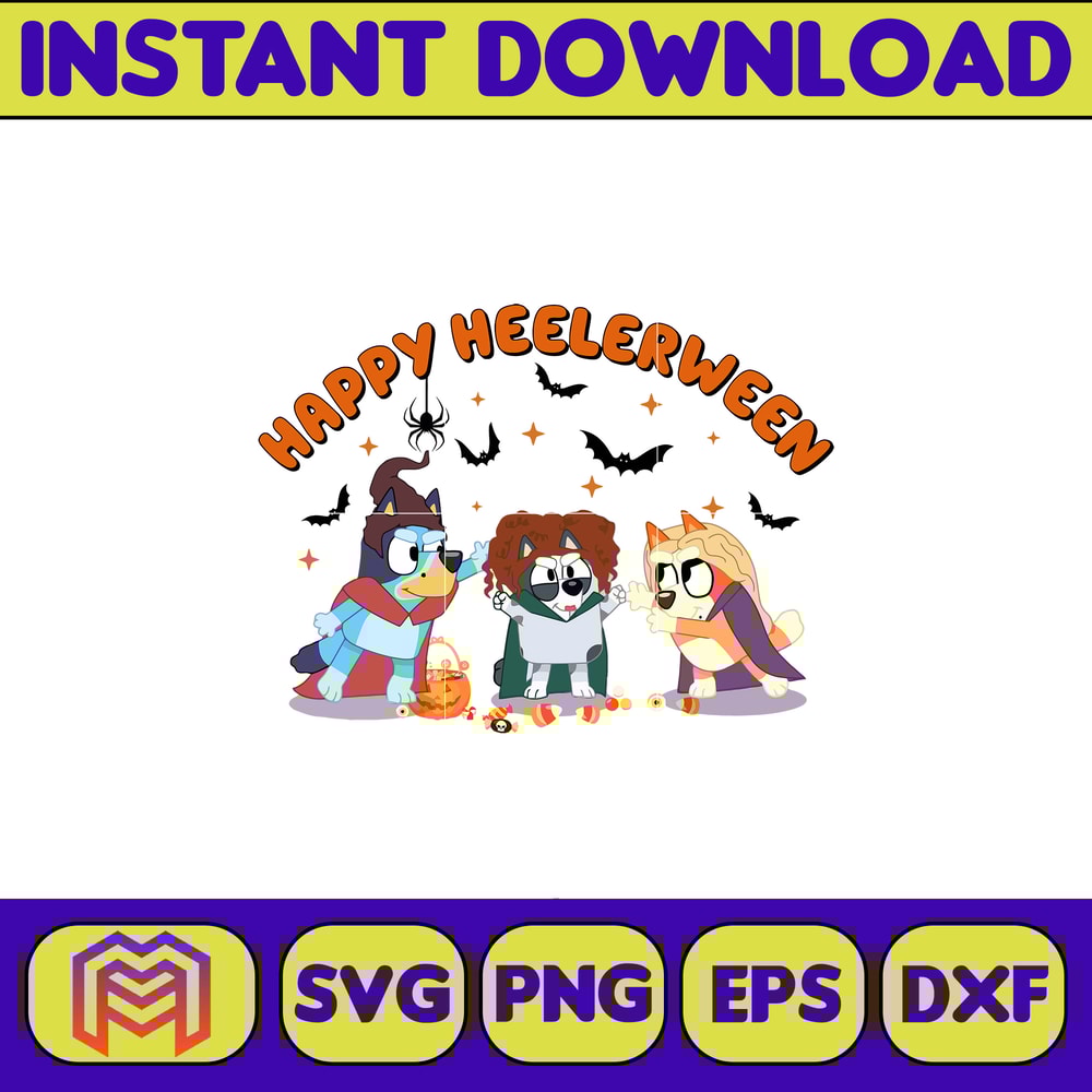 Bluey Halloween Sublimation Png, Bluey Halloween PNG, Bluey Halloween Costume, Vampire, Witches, Horror Halloween (2).jpg