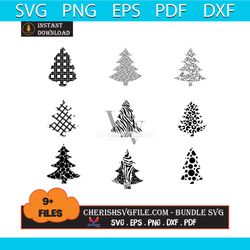 9 files christmas tree bundle svg, christmas svg, pine tree bundle svg