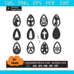 12 files christmas earring template bundle svg, christmas svg
