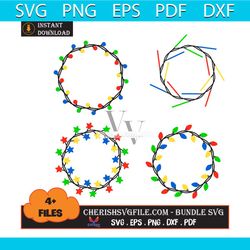 4 files christmas lights bundle svg, christmas svg, christmas lights bundle svg