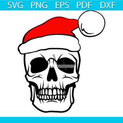 skull with santa hat svg, christmas svg, christmas skull svg, santa hat svg