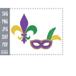 fleur de lis svg dxf, carnival mardi gras svg silhouette cut files, cricut cut files, mardi gras mask svg
