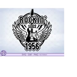 rockin 65th birthday svg, turning 65 svg, 1956 svg files for cricut. 1956 png, svg, dxf clipart files. 1956 shirt decal