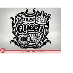 18th birthday svg files for cricut. birthday gift 18th birthday png, svg, dxf clipart files. birthday queen 18th birthda