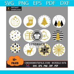 12 files christmas gold balls bundle svg, christmas svg, gold ball bundle svg