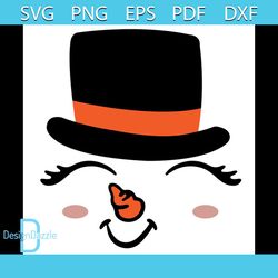 Snowman Face With To Hat Svg, Christmas Svg, Snowman Svg
