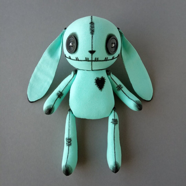 handmade-bunny-doll-pastel-goth-style-mint colore
