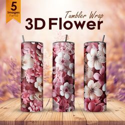 3d pink and white flower tumbler wrap | exquisite 20oz design| part-2