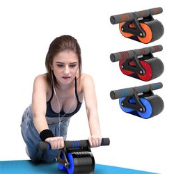 Double Wheel Abdominal Exerciser Women Men Automatic Rebound Wheel Roller Waist Trainer Gym Sports Home Exercise Device