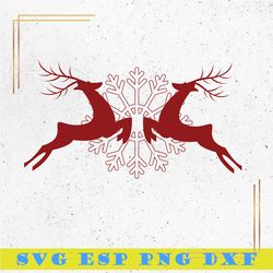 twins reindeer svg, reindeer svg, snow flake svg, merry christmas svg