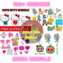 100(plus) mega svg bundle layered cricut file, cute barbiee, funny pokemoni friends png bundle, commercial use design
