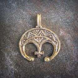 Lunula brass necklace pendant,lunula women's amulet,ukrainian lunula necklace,handmade lunula jewellery,half moon brass