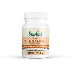 Cinnamon powder capsules - 60 capsules, 525mg, Organic, All natural, Non GMO, No filler capsules