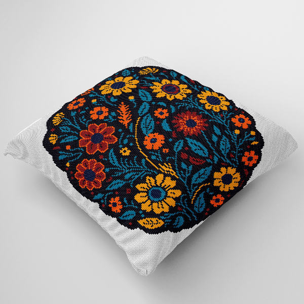 counted cross stitch pattern pillow flowers