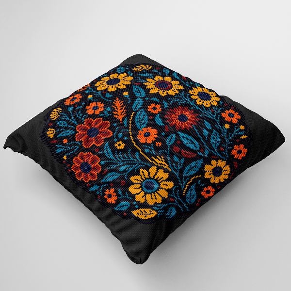 modern cross stitch pattern cushion flowers