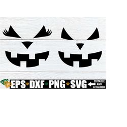 jack-o-lantern faces svg, girl jack-o-lantern face svg, boy jack-lantern face svg, halloween svg, kids halloween svg, tr