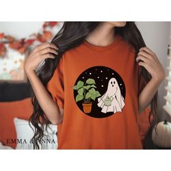 halloween shirt, halloween t-shirt, ghost shirt, fall shirt women, plant shirt, plant lover gift, funny halloween, plant