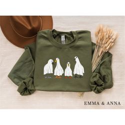 halloween sweatshirt, ghost ducks sweatshirt, duck lover gift, halloween sweater, halloween crewneck, ghost shirt, spook