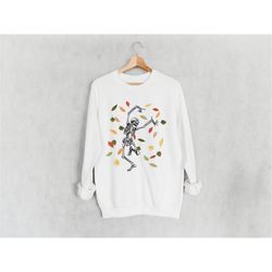 skeleton shirt, skeleton sweatshirt, dancing skeleton, cute halloween sweatshirt, fall shirt, halloween crewneck, funny