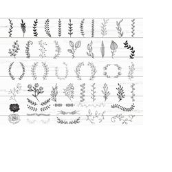 48 leaves svg / hand drawn leaves svg / cut files / files for cricut / silhouette / clipart / vector
