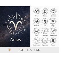 zodiac signs svg bundle, horoscope png, zodiac png, astrology cut files