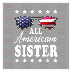 all american sister png, fourth of july png, girl, messy bun, mom bun, fourth of july png, american, independence day pn