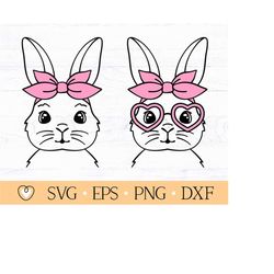bunny with glasses and bandana svg, easter bunny svg, cute bunny svg, png file