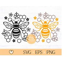 bee svg, honeycomb svg, cut file, png